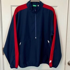 Prince Tennis Red Navy Half Zip Windbreaker Large 90s Retro Tenniscore Sport